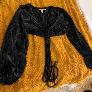 Black midnight blue velvet or crushed velvet tie top from Urban Outfitters //BDG